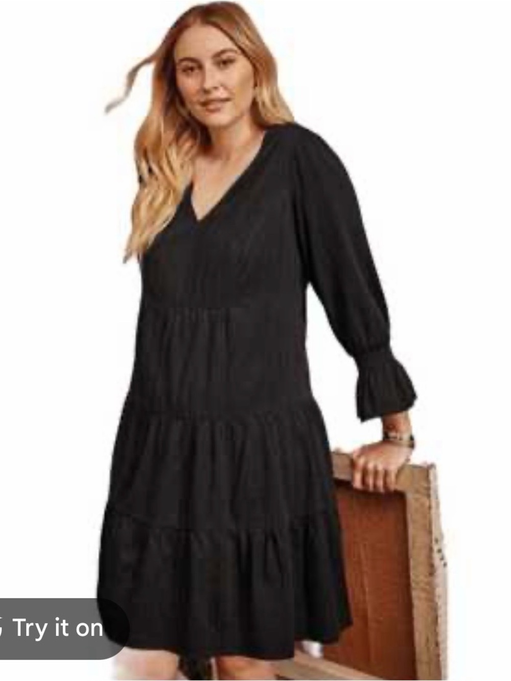 J. Jill Black V-Neck Tiered Mini Dress